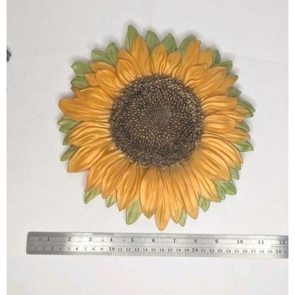 Resin Sunflower Wall Decor - Yellow/Green - Picture 2 of 4